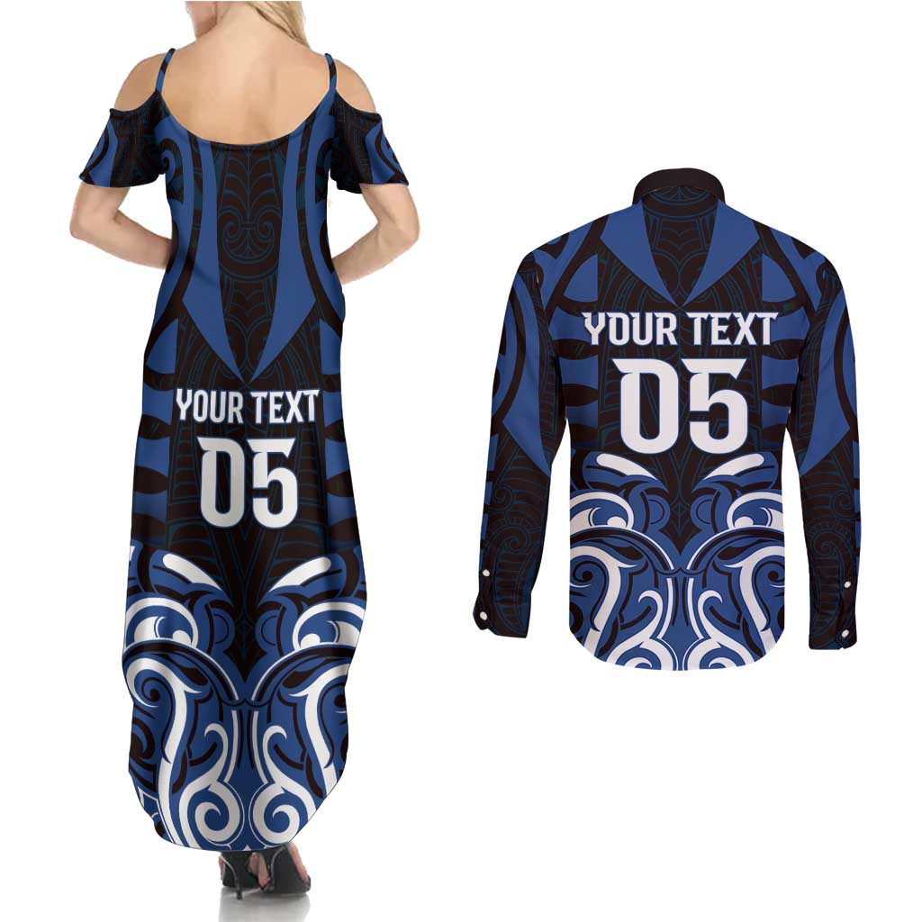 Custom Aotearoa Ngati Tuwharetoa Couples Matching Summer Maxi Dress and Long Sleeve Button Shirt Maori Pattern New Zealand DT05 - Polynesian Pride