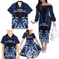 Custom Aotearoa Ngati Tuwharetoa Family Matching Off The Shoulder Long Sleeve Dress and Hawaiian Shirt Maori Pattern New Zealand DT05 - Polynesian Pride