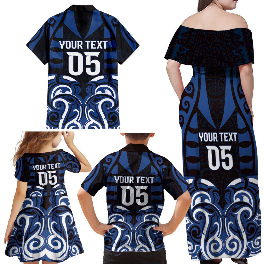 Custom Aotearoa Ngati Tuwharetoa Family Matching Off Shoulder Maxi Dress and Hawaiian Shirt Maori Pattern New Zealand DT05 - Polynesian Pride
