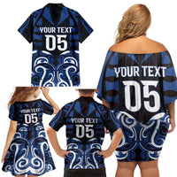 Custom Aotearoa Ngati Tuwharetoa Family Matching Off Shoulder Short Dress and Hawaiian Shirt Maori Pattern New Zealand DT05 - Polynesian Pride