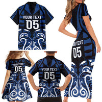 Custom Aotearoa Ngati Tuwharetoa Family Matching Short Sleeve Bodycon Dress and Hawaiian Shirt Maori Pattern New Zealand DT05 - Polynesian Pride