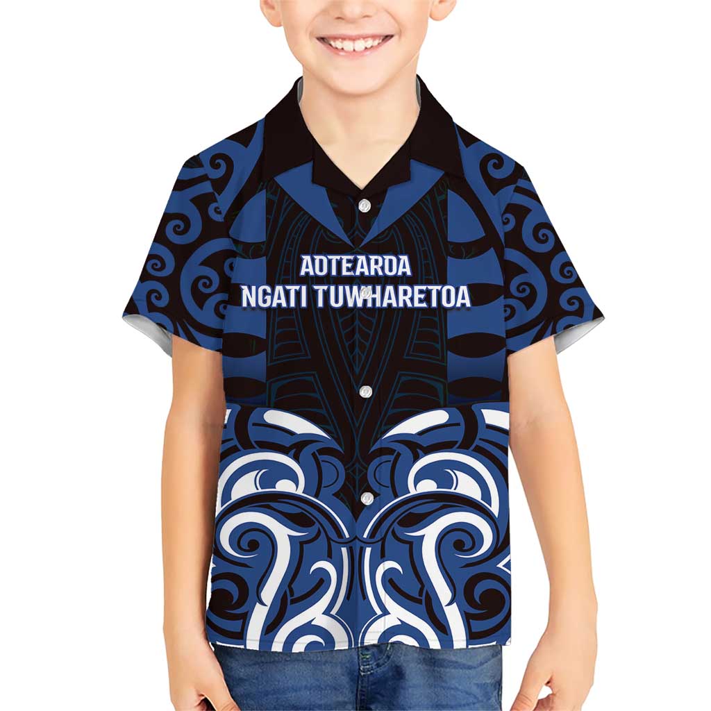 Custom Aotearoa Ngati Tuwharetoa Family Matching Short Sleeve Bodycon Dress and Hawaiian Shirt Maori Pattern New Zealand DT05 Son's Shirt Navy - Polynesian Pride
