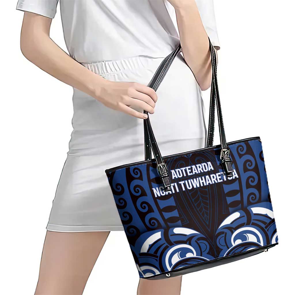 Aotearoa Ngati Tuwharetoa Leather Tote Bag Maori Pattern New Zealand - Polynesian Pride