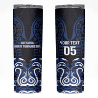 Custom Aotearoa Ngati Tuwharetoa Skinny Tumbler Maori Pattern New Zealand DT05 Navy - Polynesian Pride