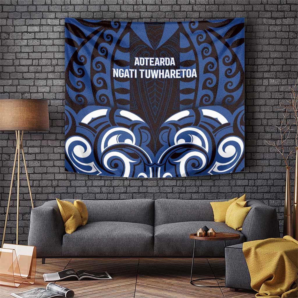 Aotearoa Ngati Tuwharetoa Tapestry Maori Pattern New Zealand DT05 Navy - Polynesian Pride