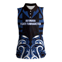 Custom Aotearoa Ngati Tuwharetoa Women Sleeveless Polo Shirt Maori Pattern New Zealand DT05 Female Navy - Polynesian Pride