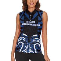 Custom Aotearoa Ngati Tuwharetoa Women Sleeveless Polo Shirt Maori Pattern New Zealand DT05 - Polynesian Pride