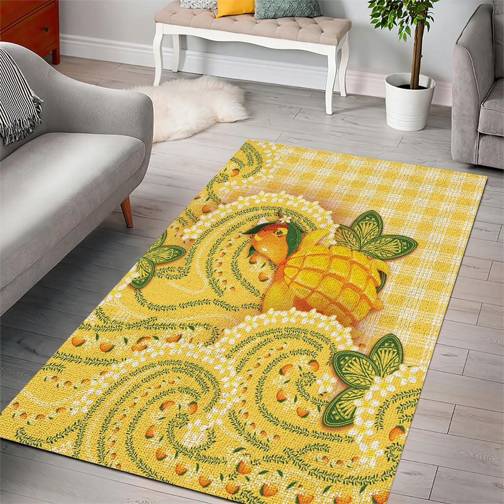 Hawaii Palaka Area Rug Cute Ripe Mango Turtle On The Waves DT05 - Polynesian Pride
