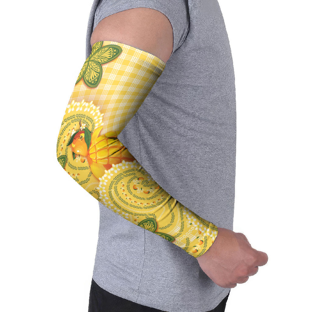Hawaii Palaka Arm Sleeves Cute Ripe Mango Turtle On The Waves DT05 - Polynesian Pride