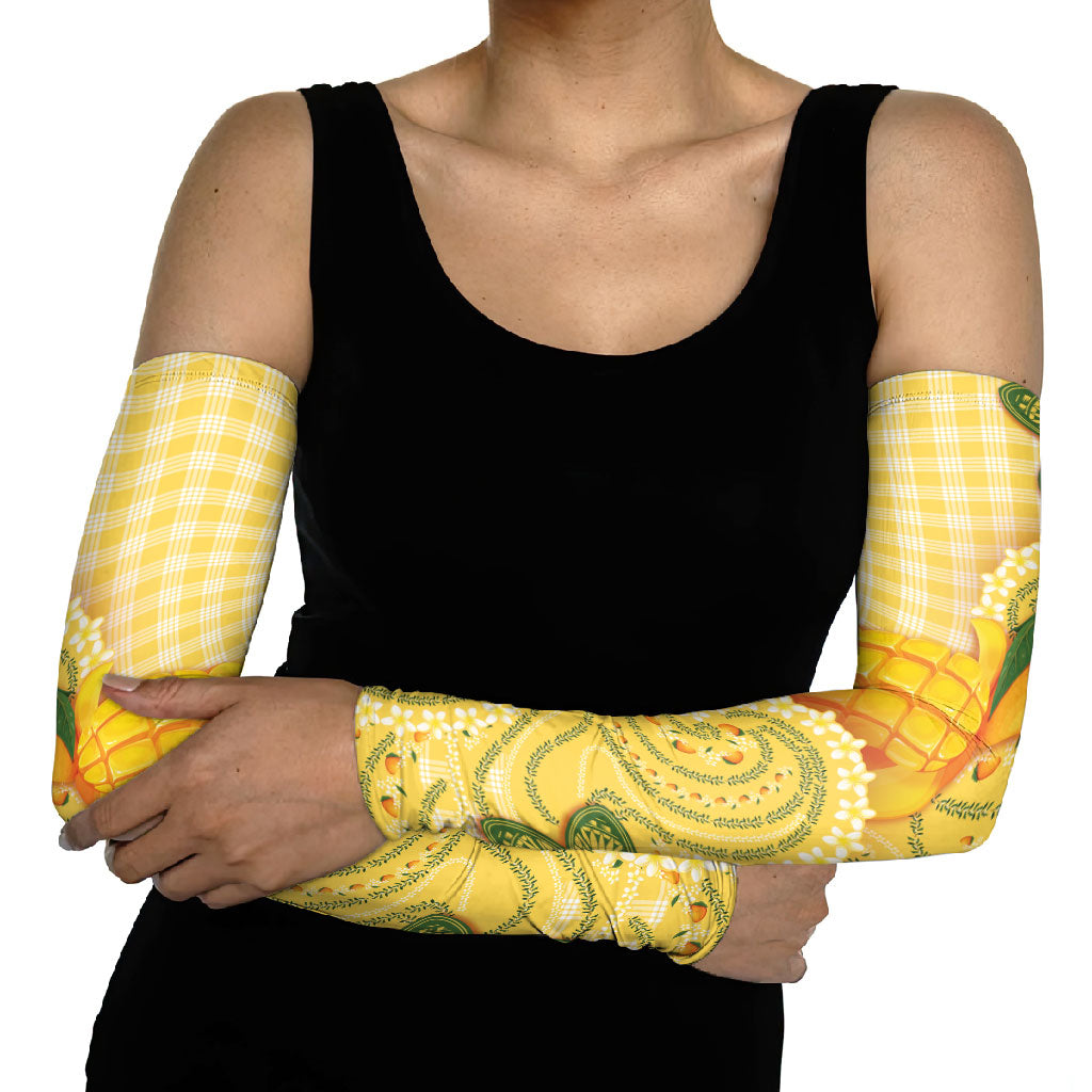Hawaii Palaka Arm Sleeves Cute Ripe Mango Turtle On The Waves DT05 - Polynesian Pride