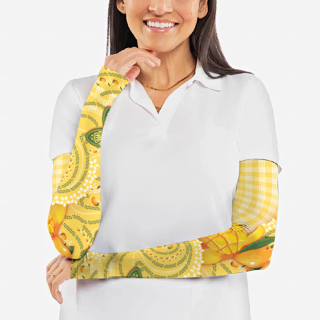 Hawaii Palaka Arm Sleeves Cute Ripe Mango Turtle On The Waves DT05 - Polynesian Pride