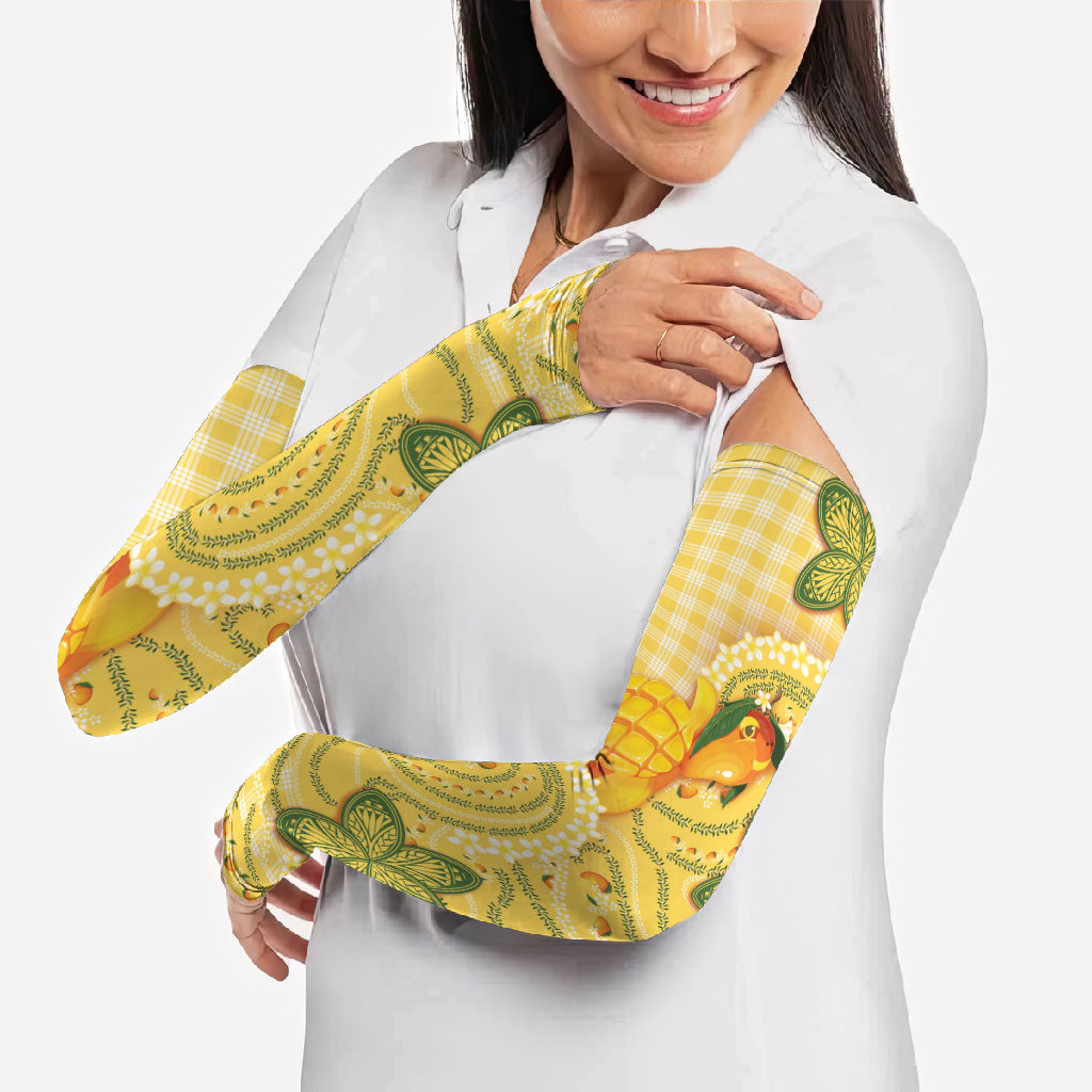 Hawaii Palaka Arm Sleeves Cute Ripe Mango Turtle On The Waves DT05 - Polynesian Pride
