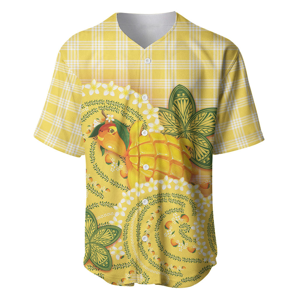 Hawaii Palaka Baseball Jersey Cute Ripe Mango Turtle On The Waves DT05 Yellow - Polynesian Pride