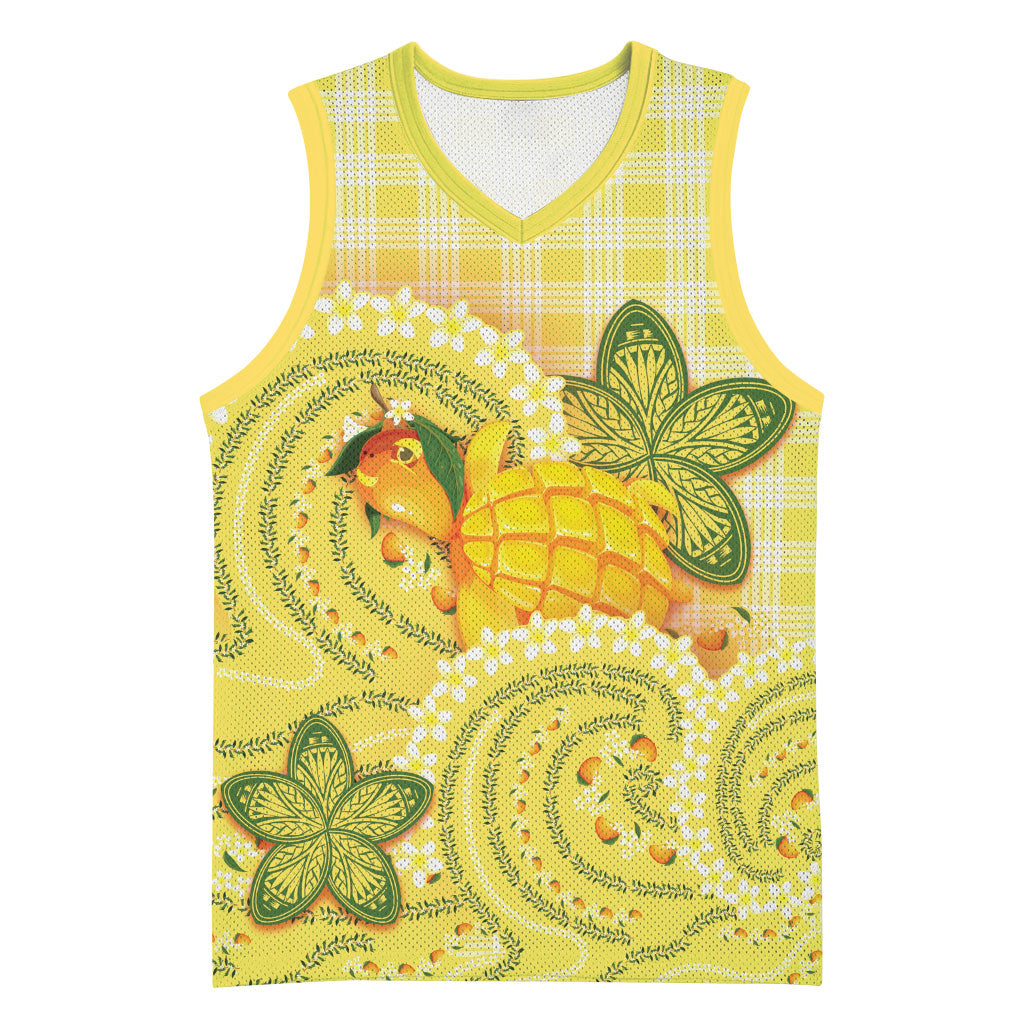 Hawaii Palaka Basketball Jersey Cute Ripe Mango Turtle On The Waves DT05 Unisex Yellow - Polynesian Pride