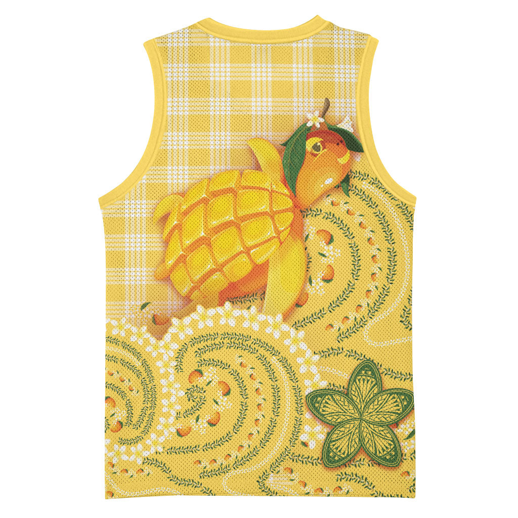 Hawaii Palaka Basketball Jersey Cute Ripe Mango Turtle On The Waves DT05 - Polynesian Pride