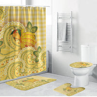Hawaii Palaka Bathroom Set Cute Ripe Mango Turtle On The Waves DT05 Bathroom Set (4 pcs) Yellow - Polynesian Pride