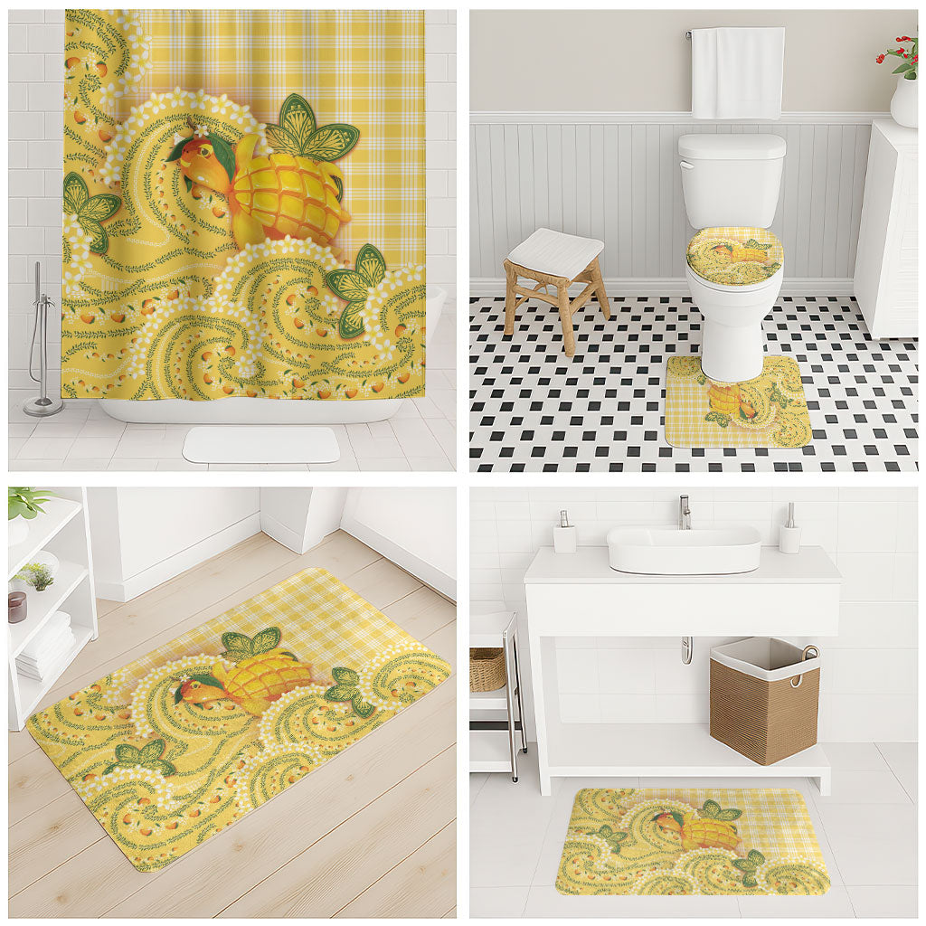 Hawaii Palaka Bathroom Set Cute Ripe Mango Turtle On The Waves DT05 - Polynesian Pride