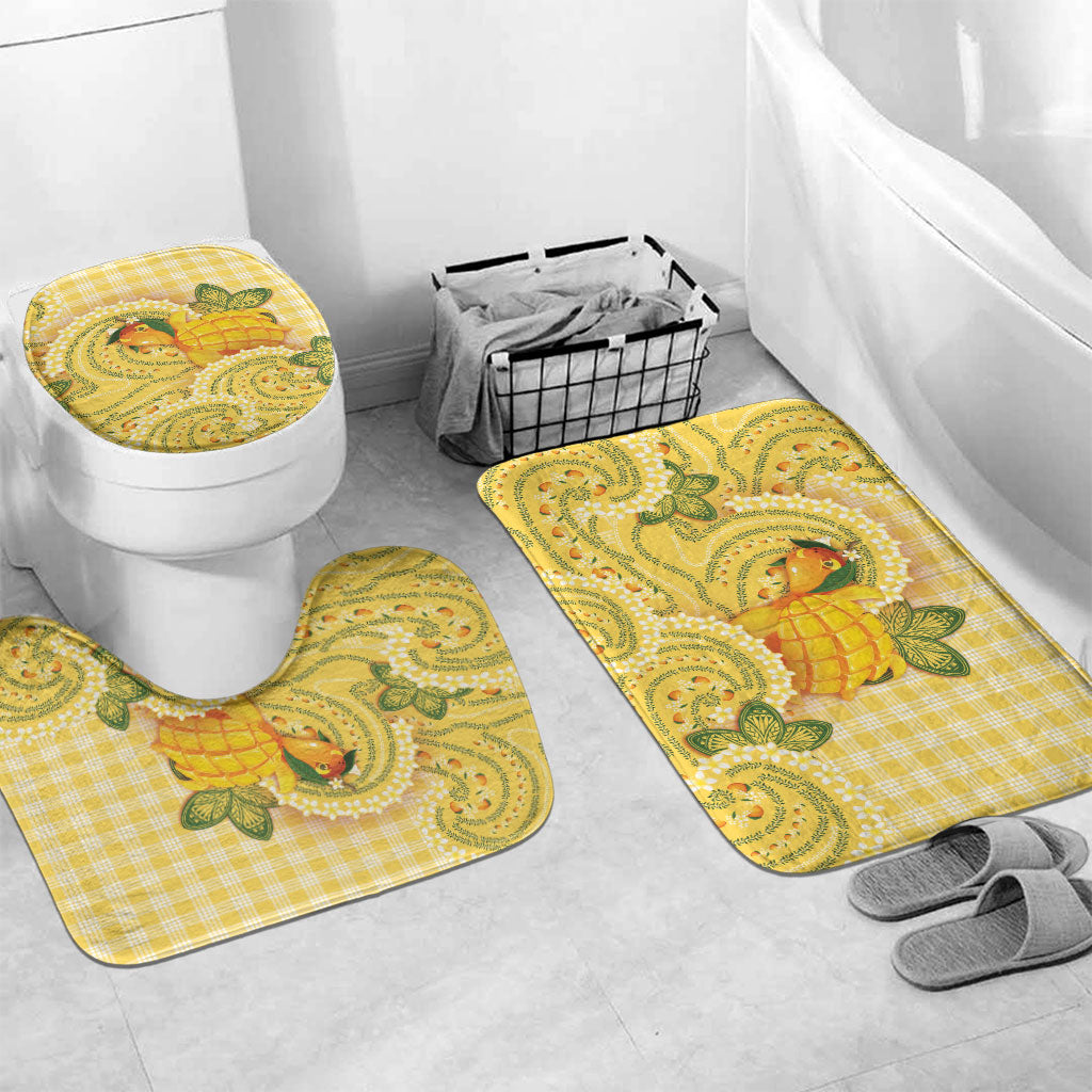 Hawaii Palaka Bathroom Set Cute Ripe Mango Turtle On The Waves DT05 Mat Set Only (3 pcs) One Size Yellow - Polynesian Pride
