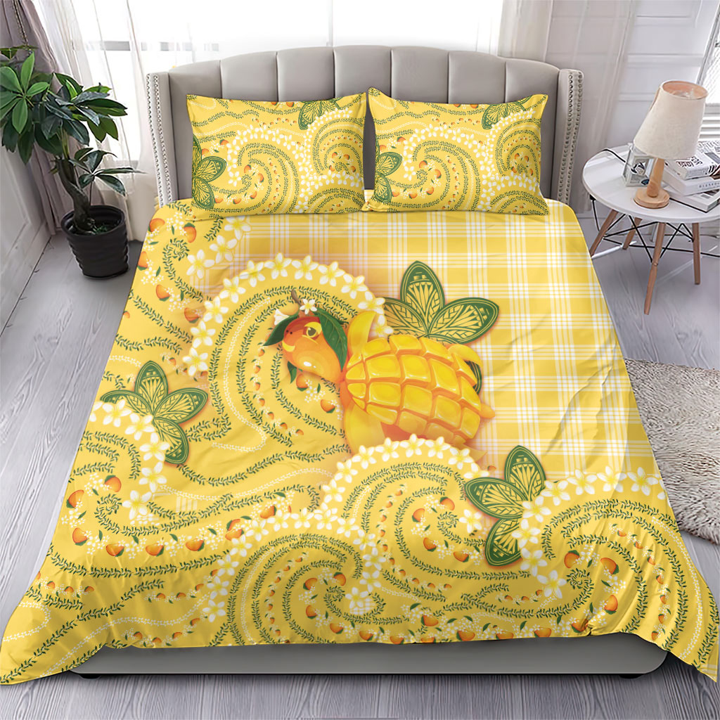 Hawaii Palaka Bedding Set Cute Ripe Mango Turtle On The Waves DT05 - Polynesian Pride