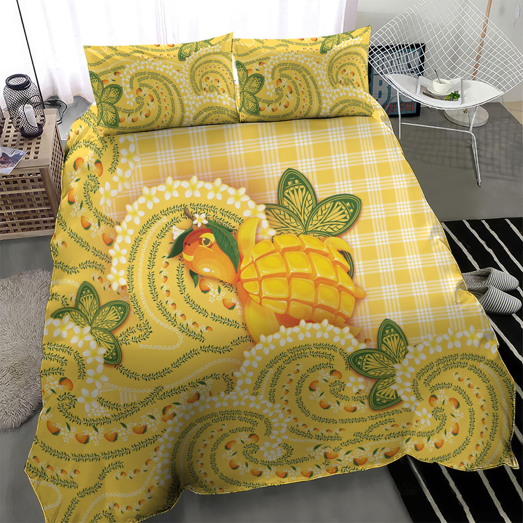 Hawaii Palaka Bedding Set Cute Ripe Mango Turtle On The Waves DT05 - Polynesian Pride