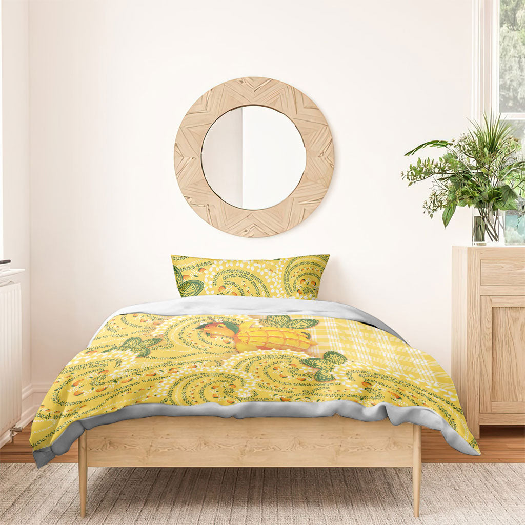 Hawaii Palaka Bedding Set Cute Ripe Mango Turtle On The Waves DT05 - Polynesian Pride