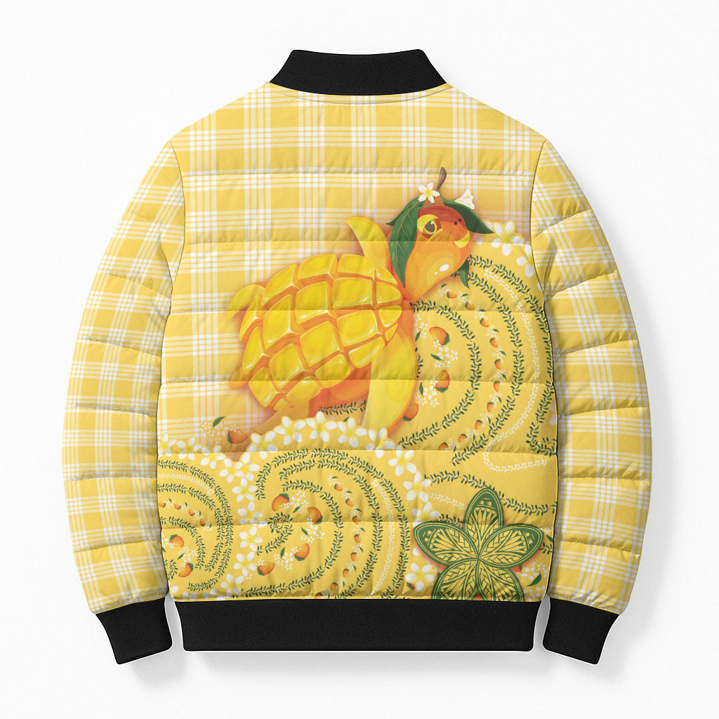Hawaii Palaka Bomber Puffer Jacket Cute Ripe Mango Turtle On The Waves DT05 - Polynesian Pride
