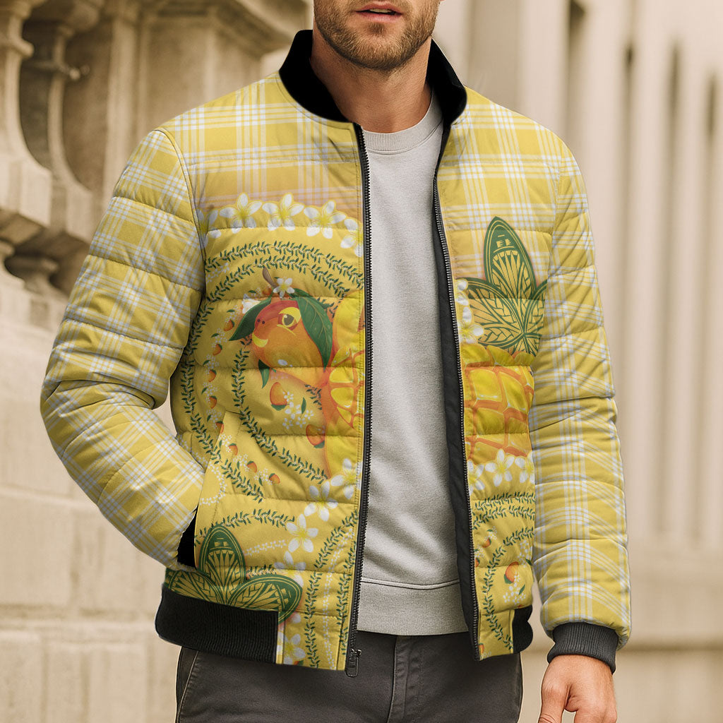 Hawaii Palaka Bomber Puffer Jacket Cute Ripe Mango Turtle On The Waves DT05 - Polynesian Pride