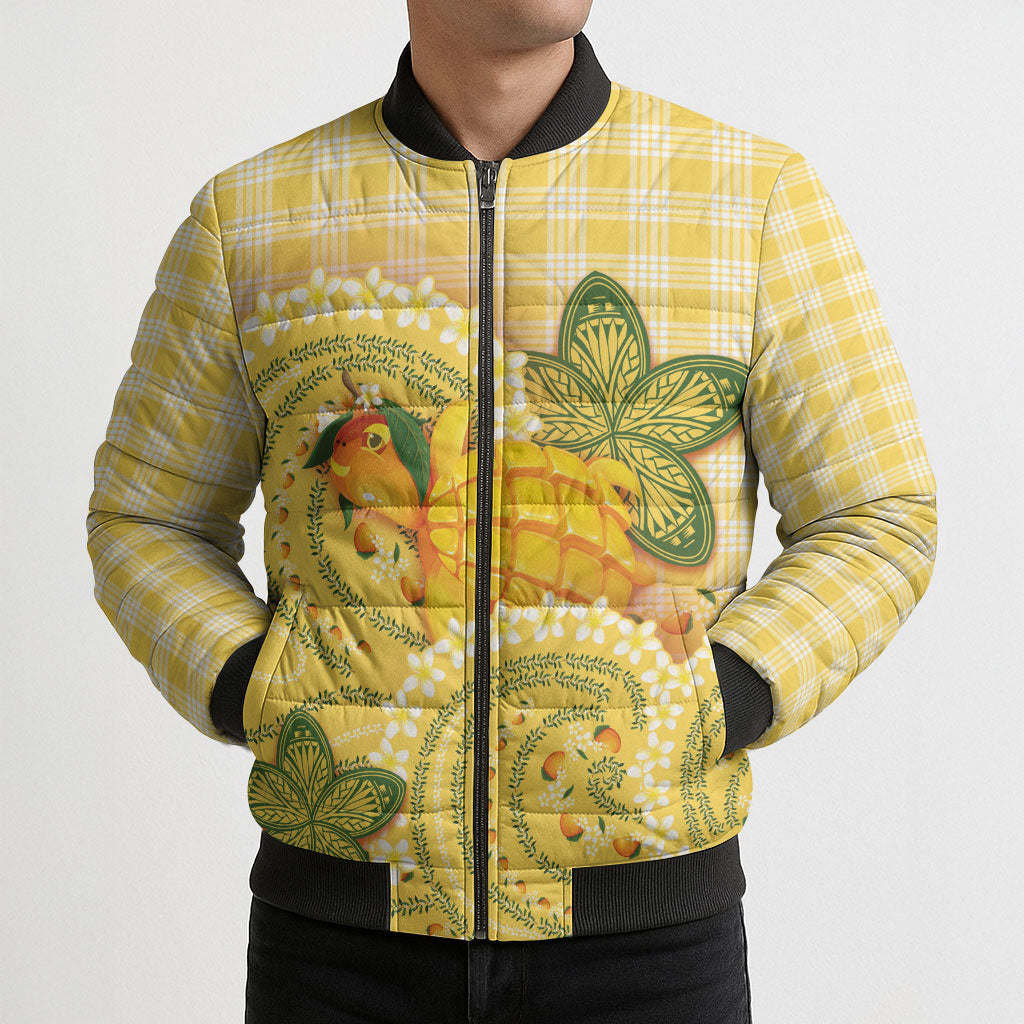 Hawaii Palaka Bomber Puffer Jacket Cute Ripe Mango Turtle On The Waves DT05 - Polynesian Pride