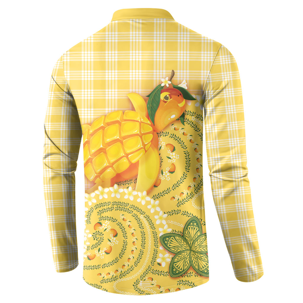 Hawaii Palaka Button Sweatshirt Cute Ripe Mango Turtle On The Waves DT05 - Polynesian Pride