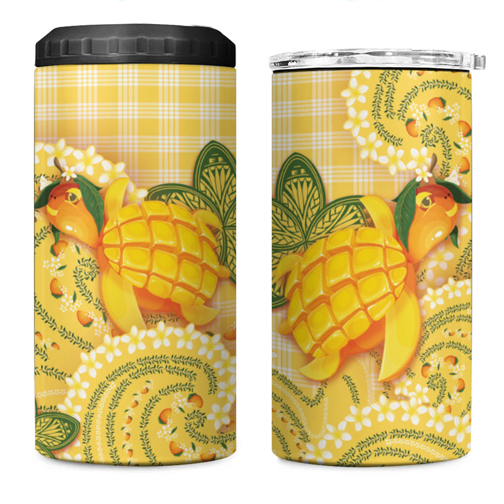 Hawaii Palaka 4 in 1 Can Cooler Tumbler Cute Ripe Mango Turtle On The Waves DT05 One Size: 16 oz Yellow - Polynesian Pride