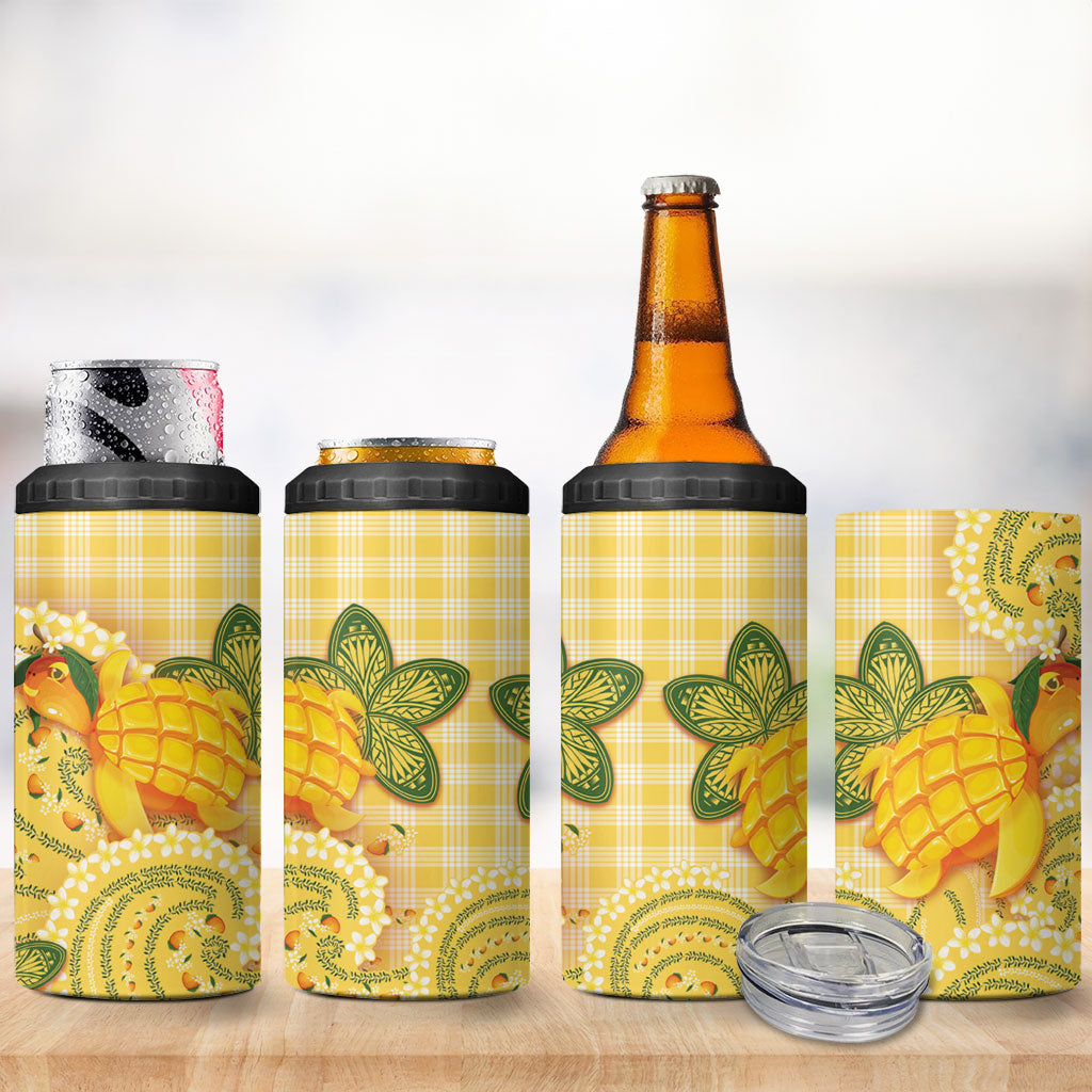 Hawaii Palaka 4 in 1 Can Cooler Tumbler Cute Ripe Mango Turtle On The Waves DT05 - Polynesian Pride