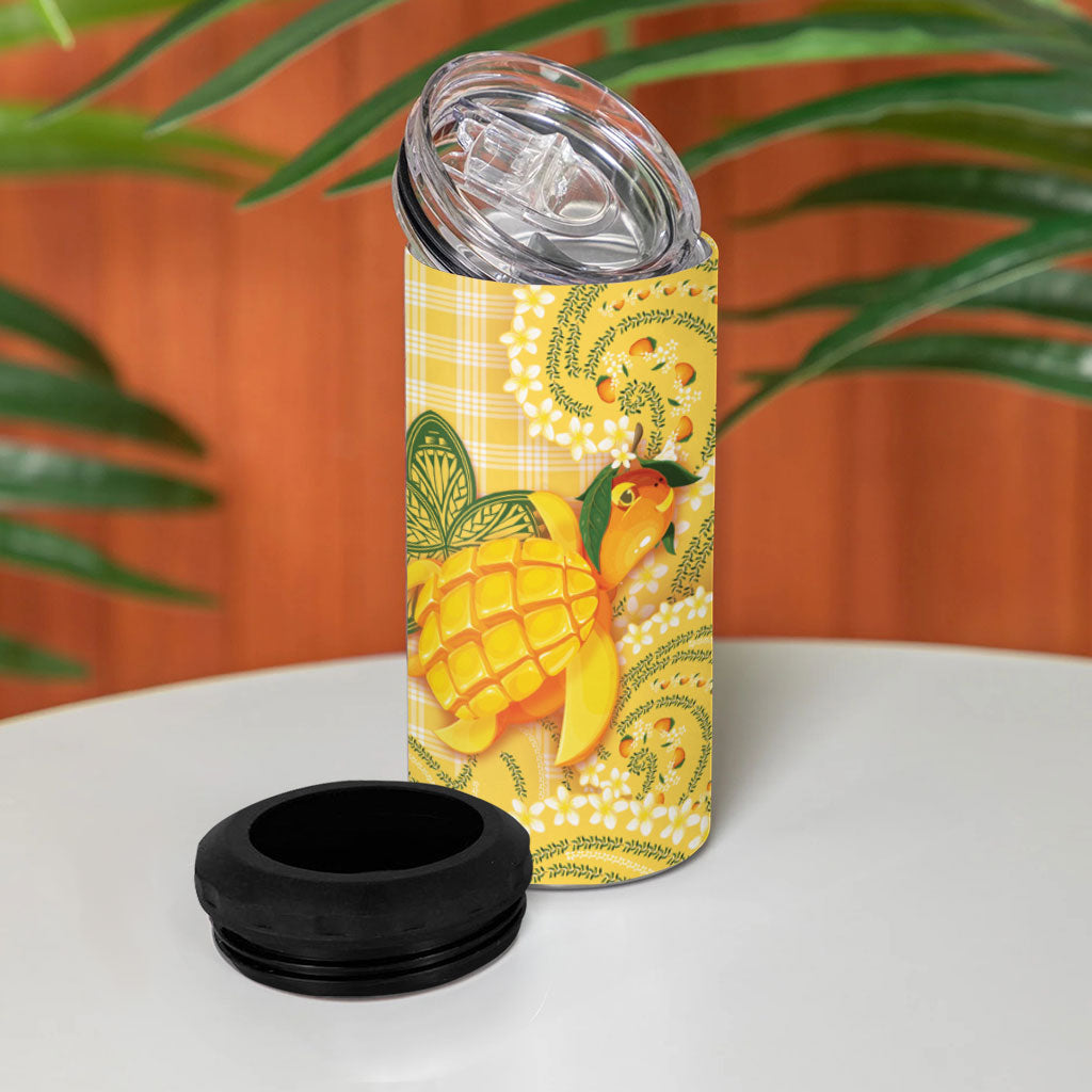 Hawaii Palaka 4 in 1 Can Cooler Tumbler Cute Ripe Mango Turtle On The Waves DT05 - Polynesian Pride