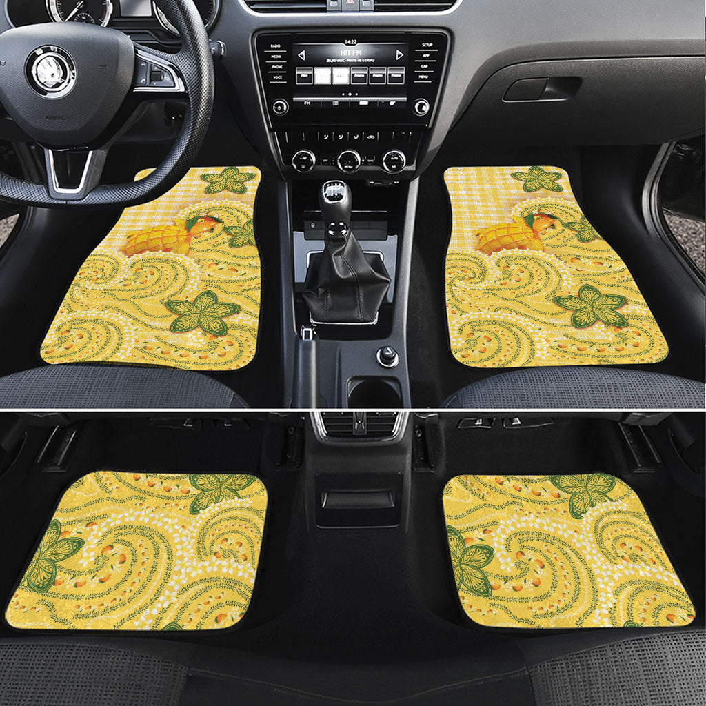 Hawaii Palaka Car Mats Cute Ripe Mango Turtle On The Waves DT05 Set 4pcs Yellow - Polynesian Pride