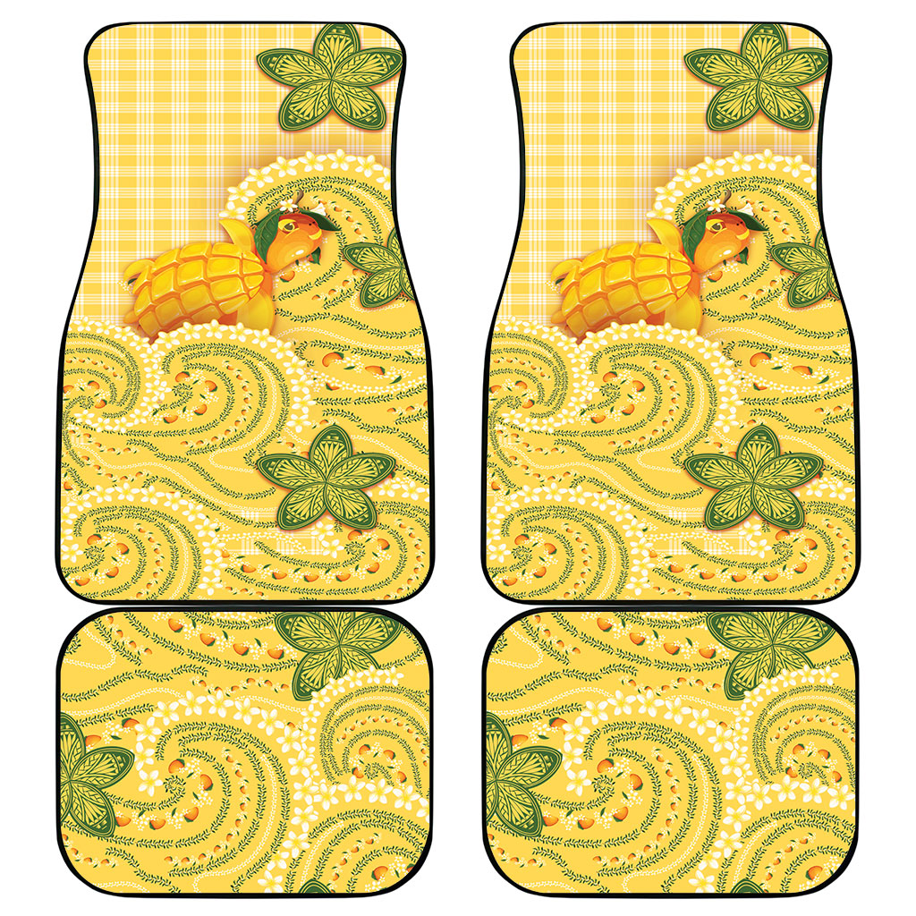 Hawaii Palaka Car Mats Cute Ripe Mango Turtle On The Waves DT05 - Polynesian Pride