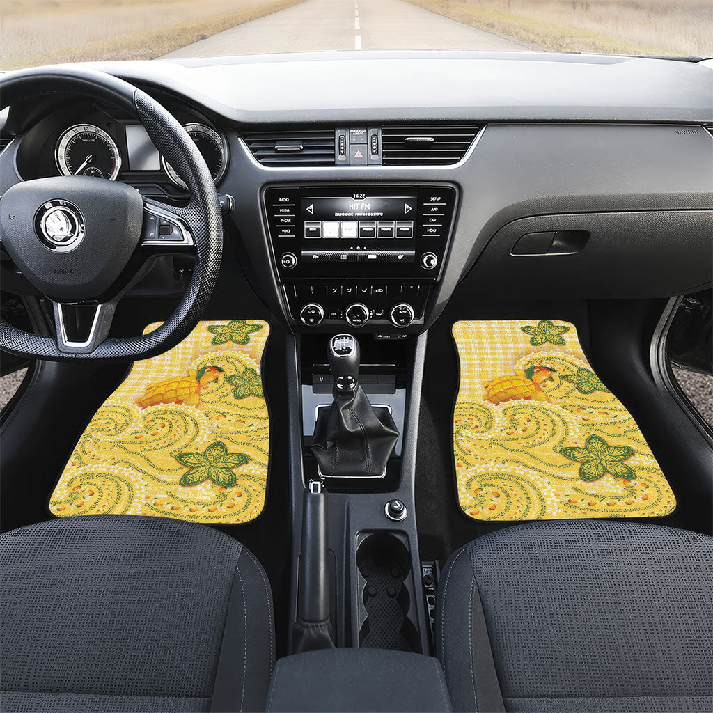 Hawaii Palaka Car Mats Cute Ripe Mango Turtle On The Waves DT05 Set 2pcs - Front Yellow - Polynesian Pride