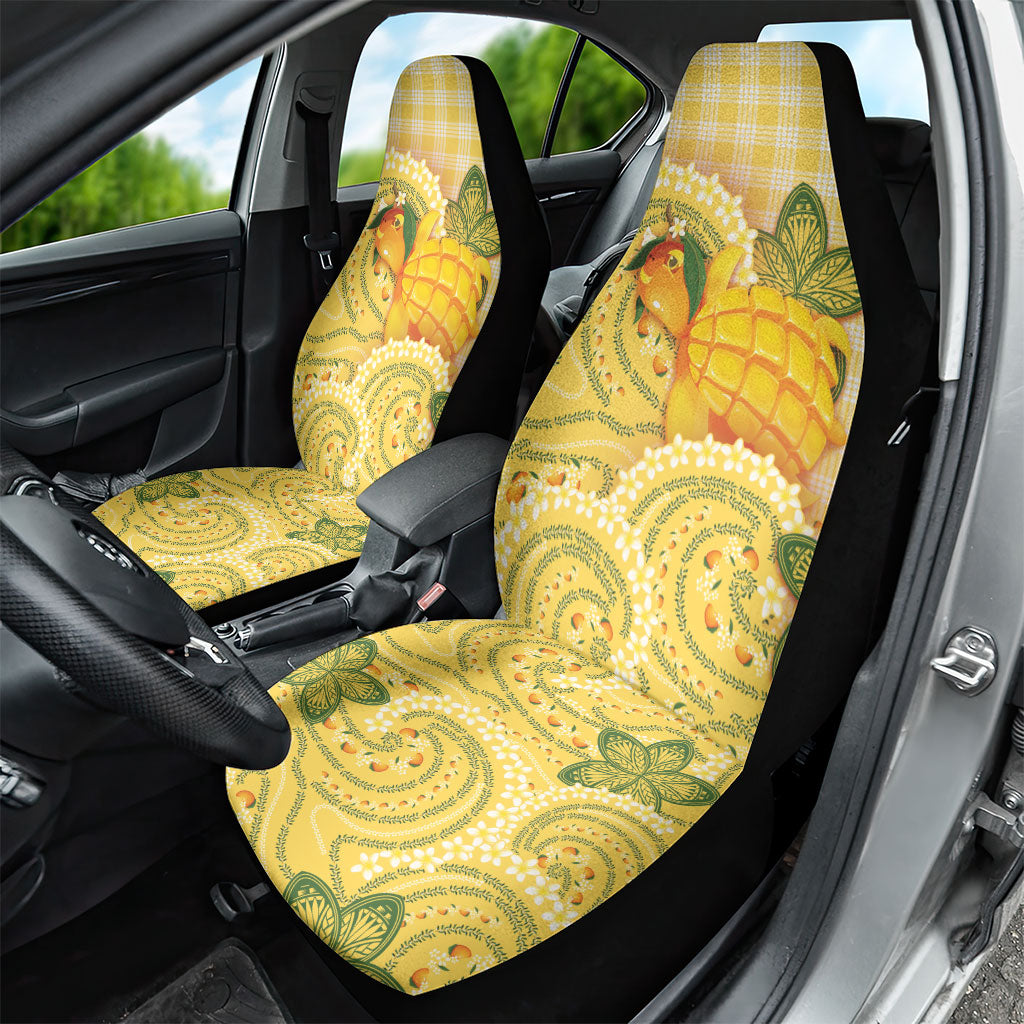 Hawaii Palaka Car Seat Cover Cute Ripe Mango Turtle On The Waves DT05 - Polynesian Pride