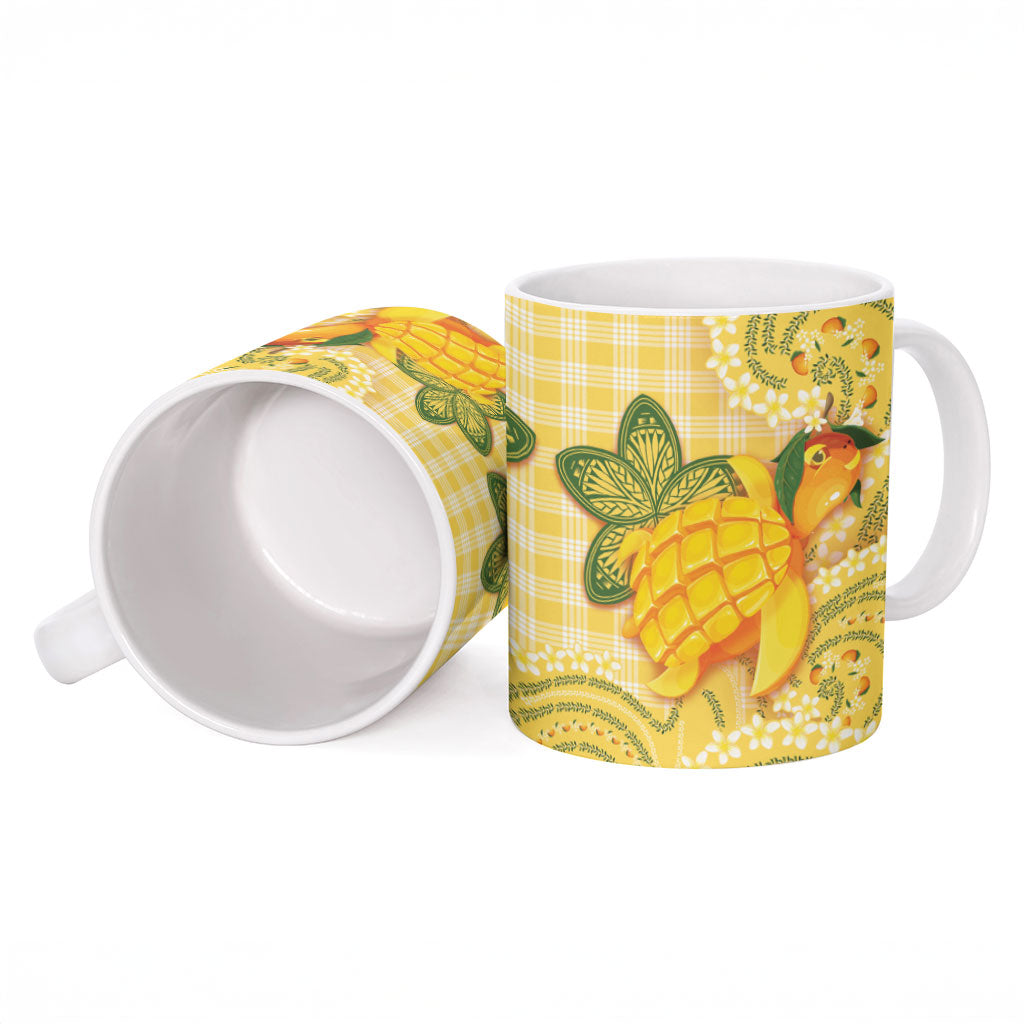 Hawaii Palaka Ceramic Mug Cute Ripe Mango Turtle On The Waves DT05 - Polynesian Pride