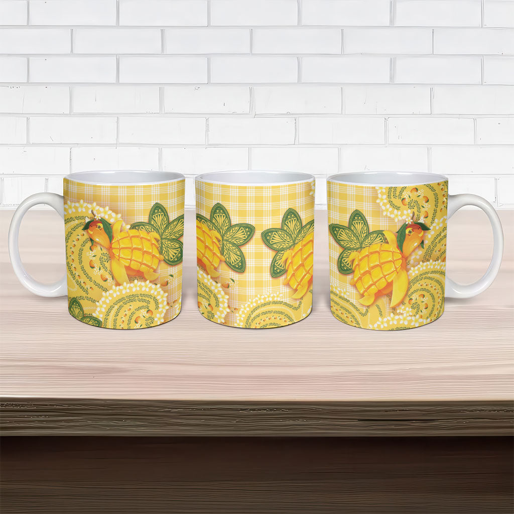 Hawaii Palaka Ceramic Mug Cute Ripe Mango Turtle On The Waves DT05 - Polynesian Pride