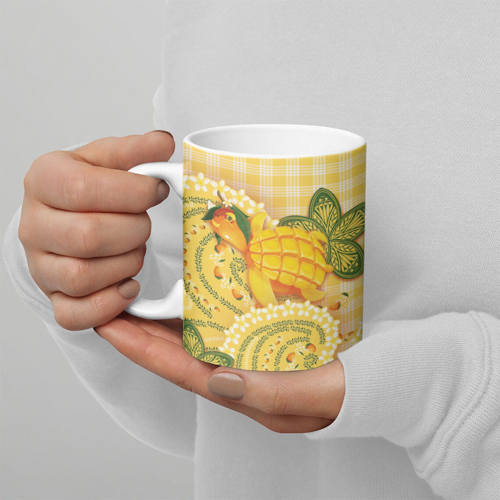 Hawaii Palaka Ceramic Mug Cute Ripe Mango Turtle On The Waves DT05 - Polynesian Pride
