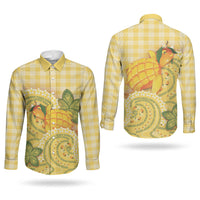 Hawaii Palaka Couples Matching Off Shoulder Maxi Dress and Long Sleeve Button Shirt Cute Ripe Mango Turtle On The Waves DT05 - Polynesian Pride