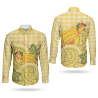 Hawaii Palaka Couples Matching Puletasi and Long Sleeve Button Shirt Cute Ripe Mango Turtle On The Waves DT05 - Polynesian Pride