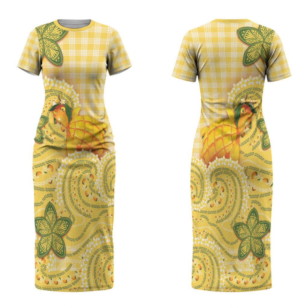Hawaii Palaka Couples Matching Short Sleeve Bodycon Dress and Long Sleeve Button Shirt Cute Ripe Mango Turtle On The Waves DT05 - Polynesian Pride