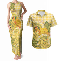 Hawaii Palaka Couples Matching Tank Maxi Dress and Hawaiian Shirt Cute Ripe Mango Turtle On The Waves DT05 Yellow - Polynesian Pride