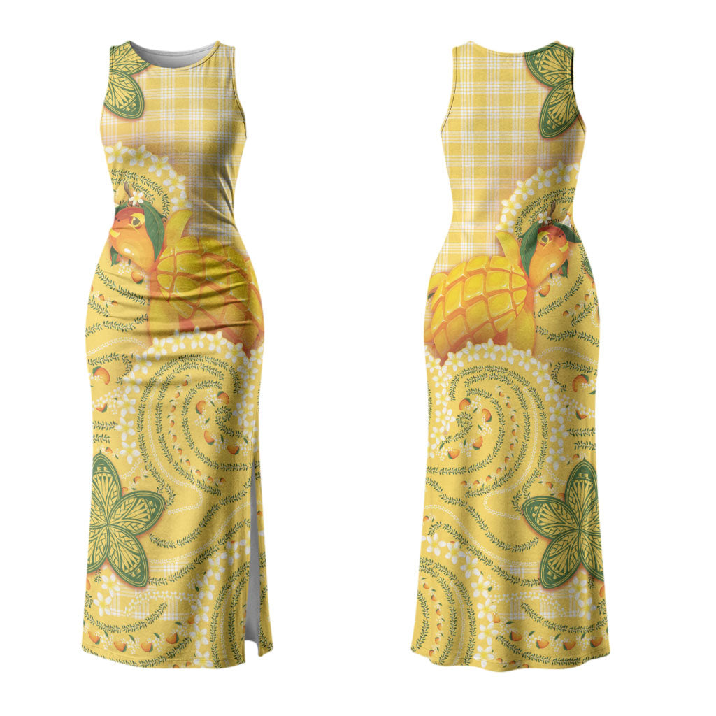 Hawaii Palaka Couples Matching Tank Maxi Dress and Hawaiian Shirt Cute Ripe Mango Turtle On The Waves DT05 - Polynesian Pride