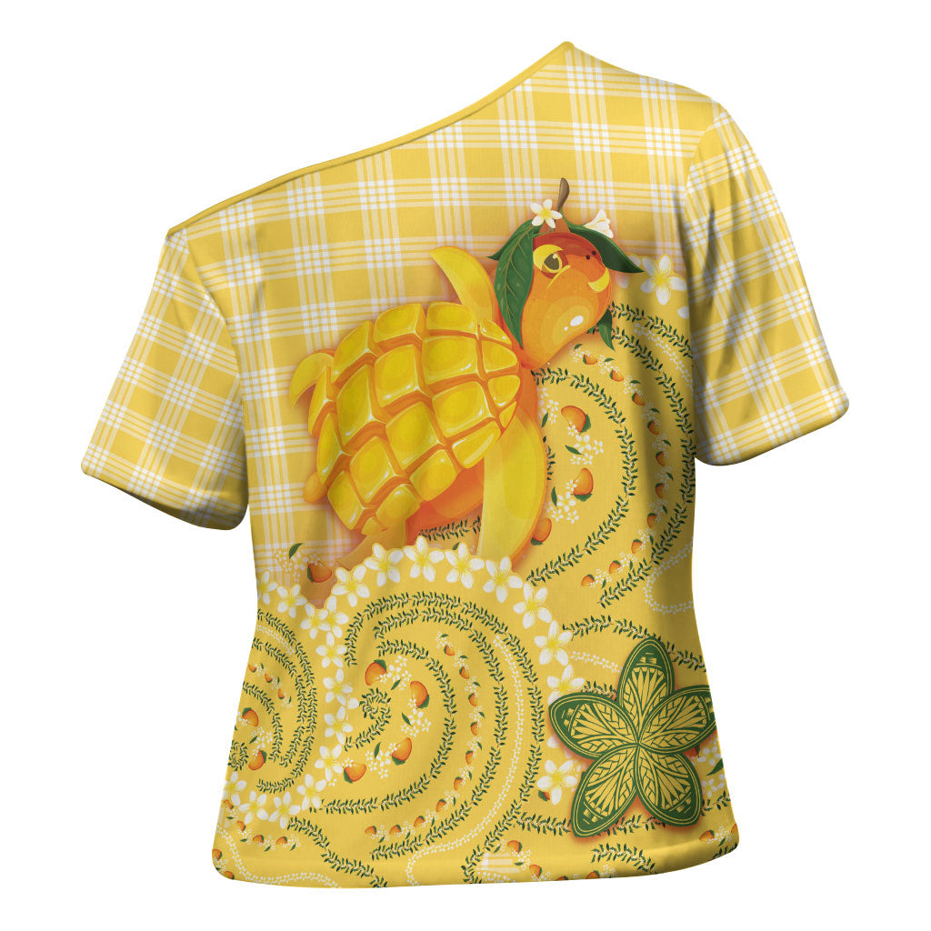 Hawaii Palaka Cross Shoulder Shirt Cute Ripe Mango Turtle On The Waves DT05 - Polynesian Pride