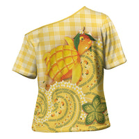 Hawaii Palaka Cross Shoulder Shirt Cute Ripe Mango Turtle On The Waves DT05 - Polynesian Pride