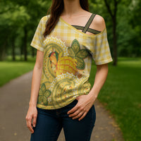 Hawaii Palaka Cross Shoulder Shirt Cute Ripe Mango Turtle On The Waves DT05 - Polynesian Pride