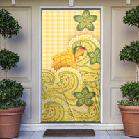 Hawaii Palaka Door Cover Cute Ripe Mango Turtle On The Waves DT05 Yellow - Polynesian Pride