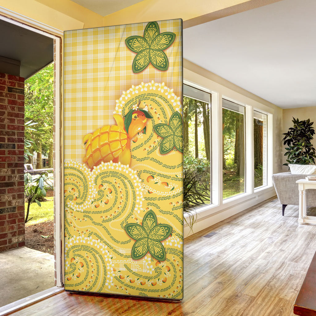Hawaii Palaka Door Cover Cute Ripe Mango Turtle On The Waves DT05 - Polynesian Pride