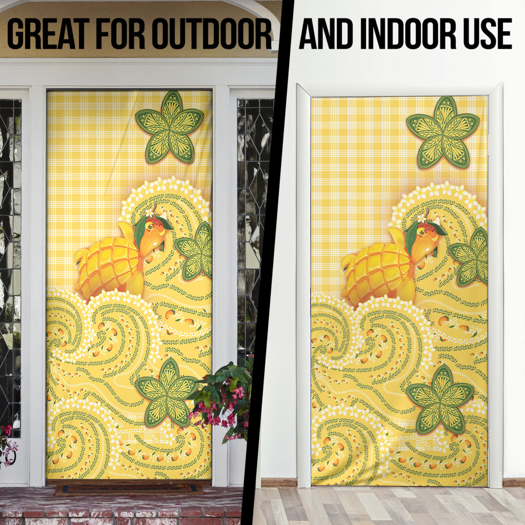 Hawaii Palaka Door Cover Cute Ripe Mango Turtle On The Waves DT05 - Polynesian Pride